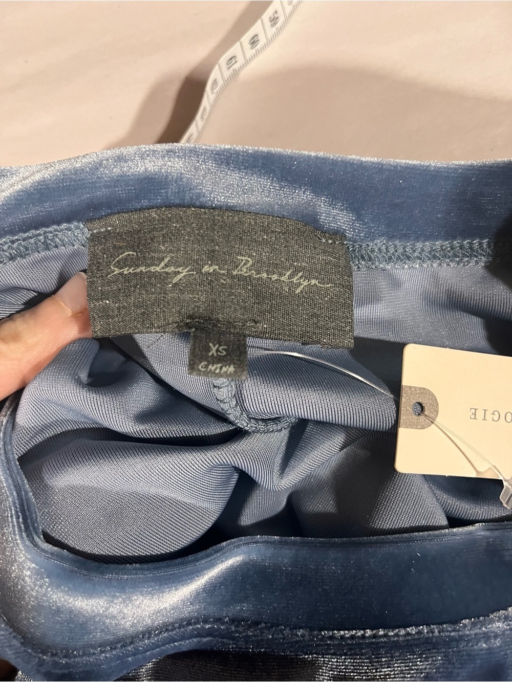NEWAnthropologie Sunday in Brooklyn Dusty Blue Velvet Long-Sleeve Shirt Dress XS - Picture 7 of 14